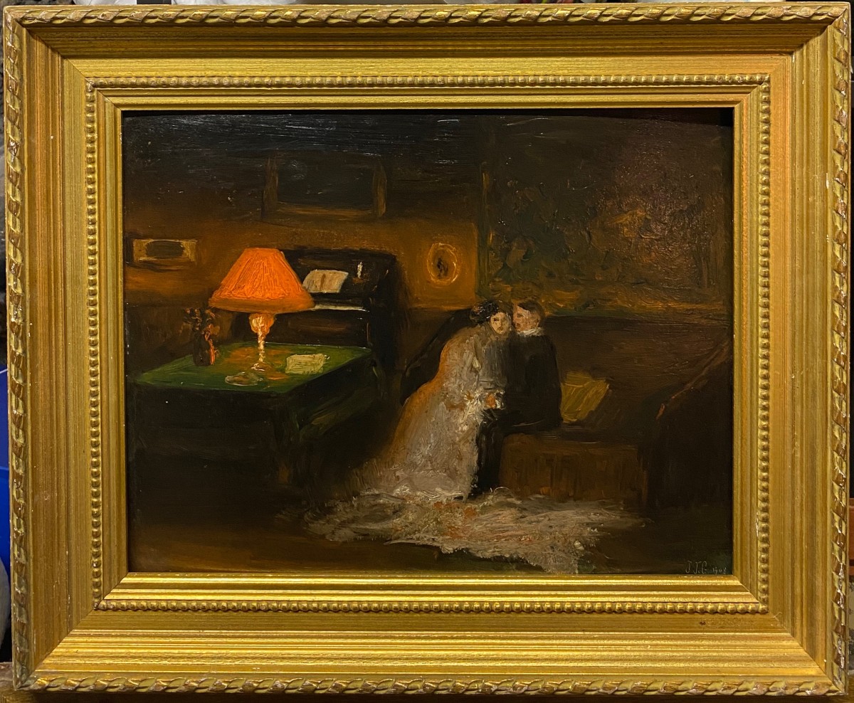 Interior Scene Monogram Jjg To Be Identified Dated 1908-photo-2