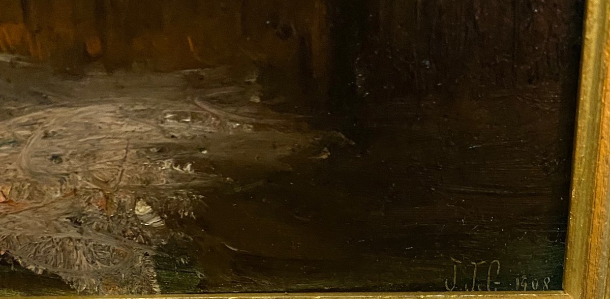 Interior Scene Monogram Jjg To Be Identified Dated 1908-photo-1