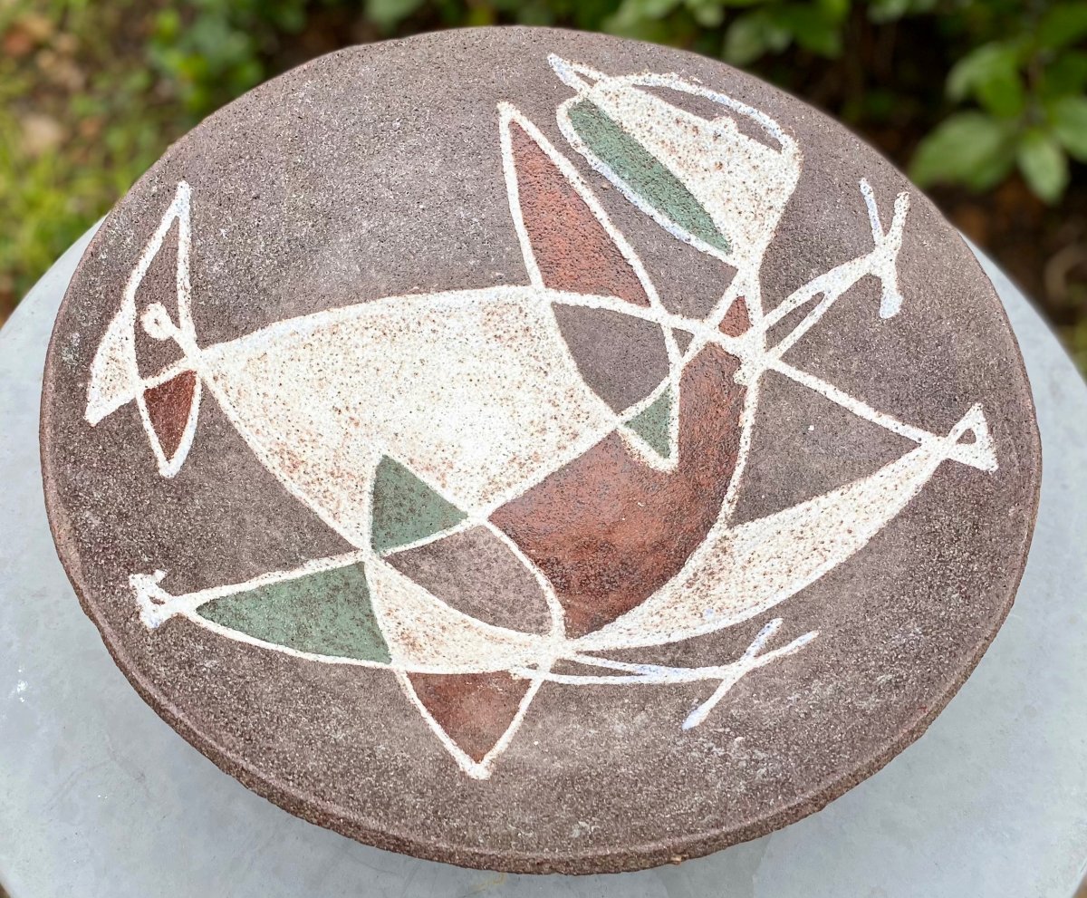 Grande coupe aux poissons des potiers d'Accolay vers 1950-photo-4