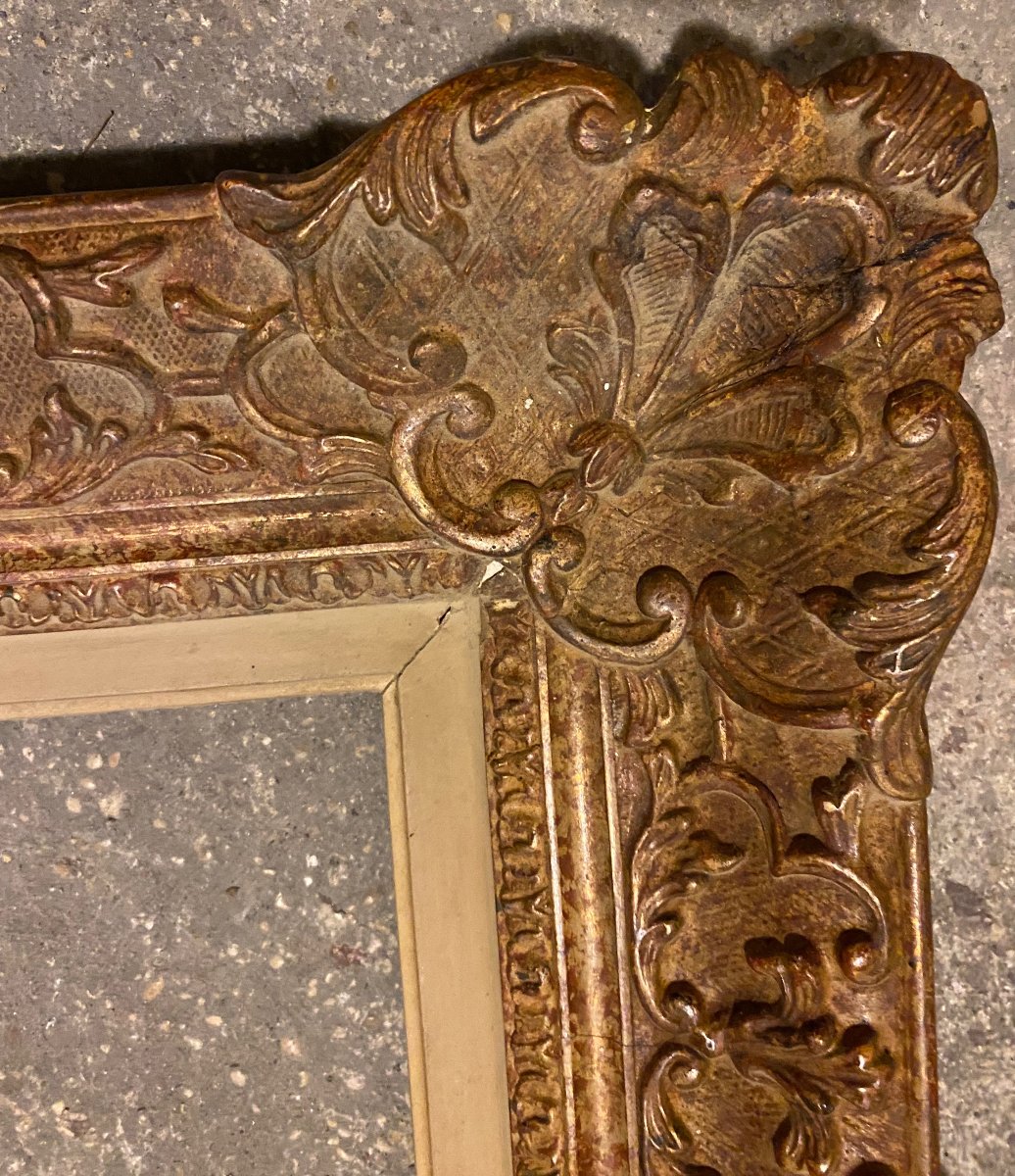 Cadre Montparnasse années 30 pour châssis standard 10 F feuilllure 55 x 46 cm. Bon état-photo-4