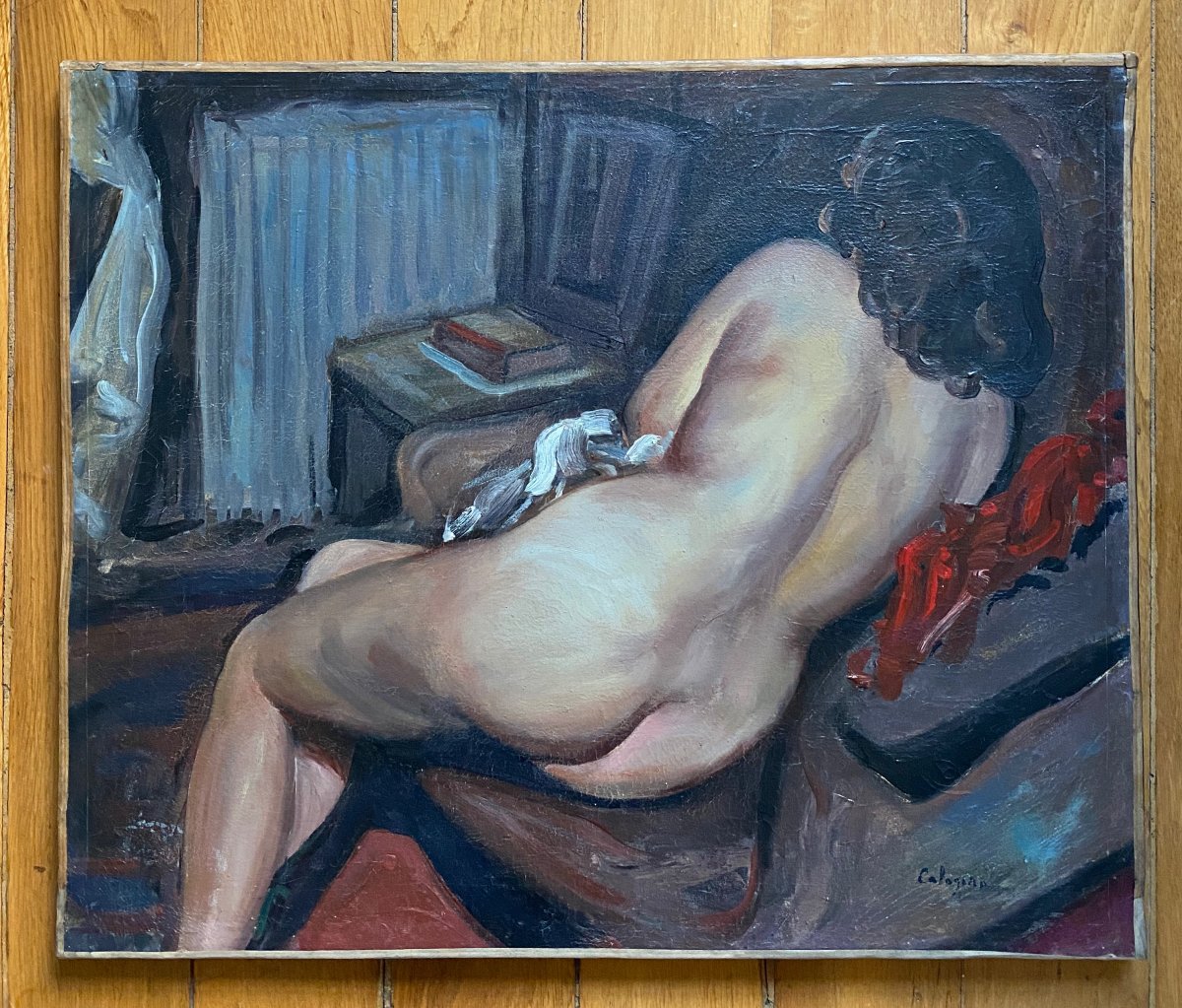 Jean CALOGERO (1922-2001) Nu de dos. Œuvre de jeunesse vers 1950-photo-2