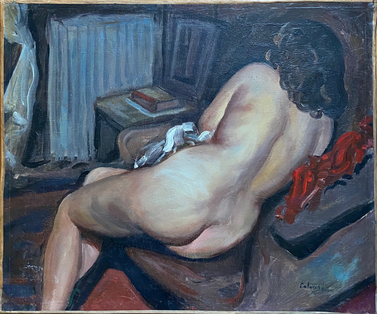 Jean CALOGERO (1922-2001) Nu de dos. Œuvre de jeunesse vers 1950