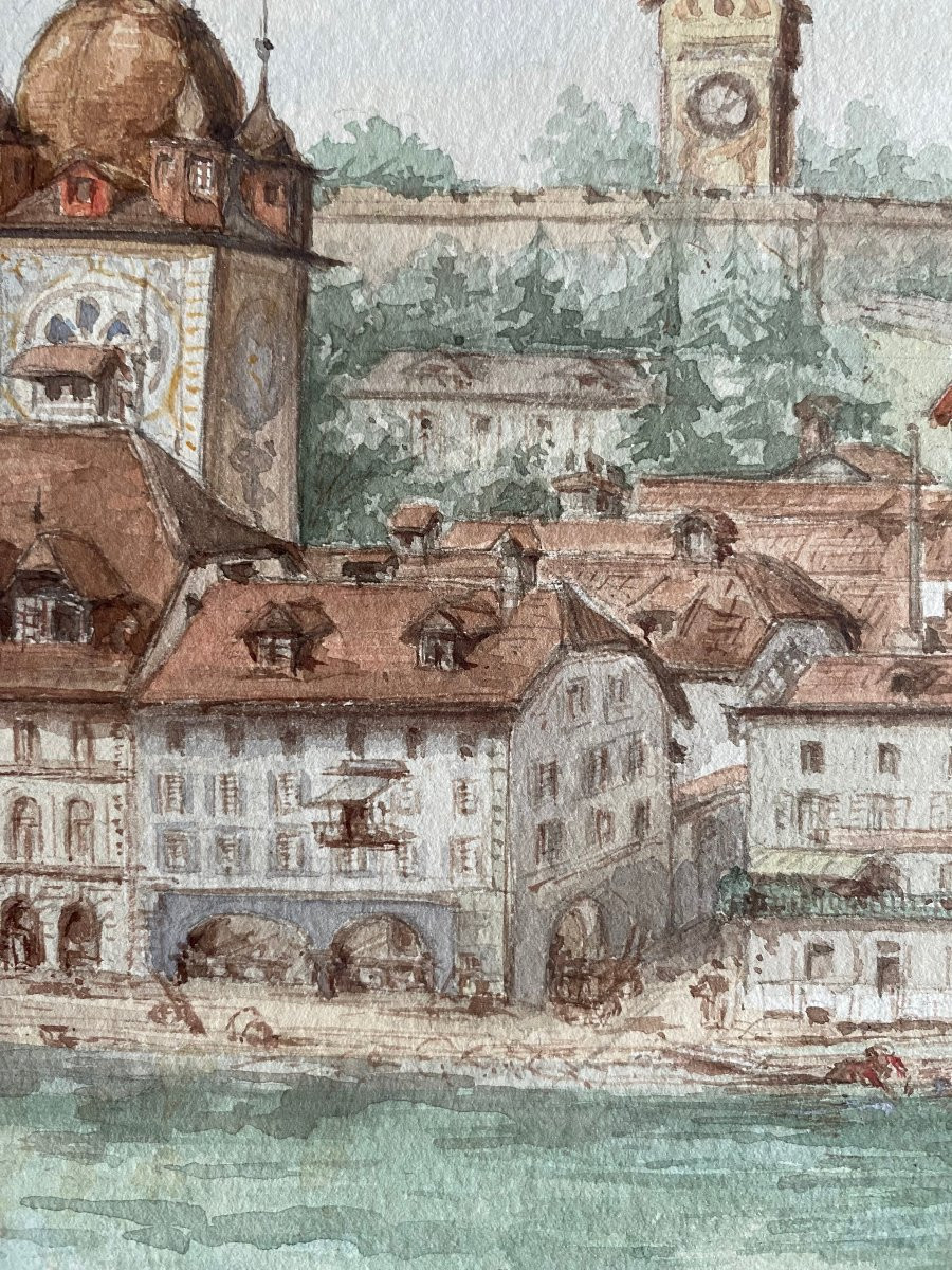Montigny, Lucerne, Switzerland, Watercolor Dated 1892, Document-photo-2