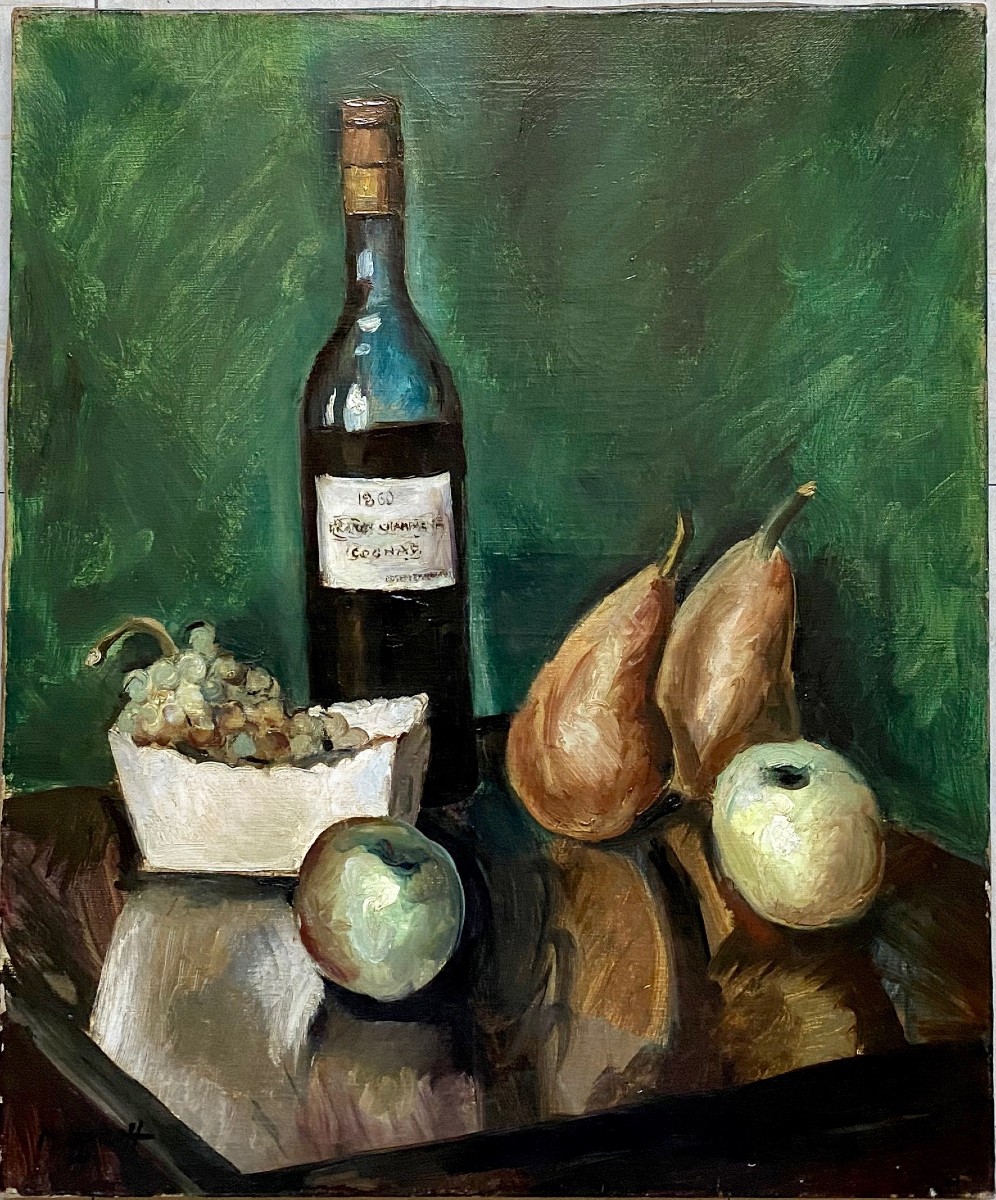 ARIS METZANOFF CUBISME ECOLE DE PARIS ART DECO NATURE MORTE AU COGNAC 1860