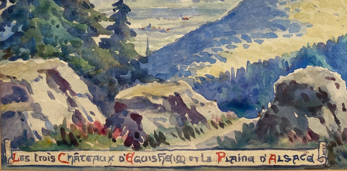 Hansi (1873-1951) The Three Castles Of Eguisheim And The Alsace Plain 1935-photo-4