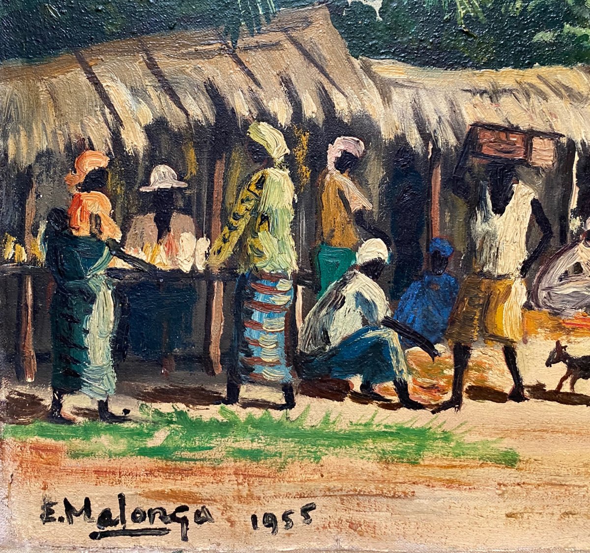 Eugène Malonga (1930-2005) Market Day In Congo 1955-photo-2