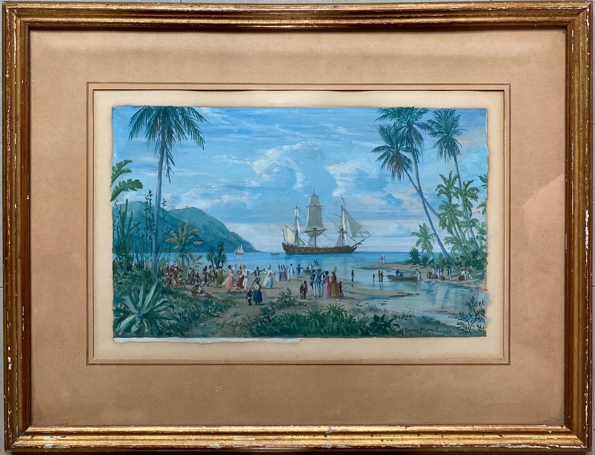 Gustave Alaux (1887-1965) Painter Of The Navy - Martinique Animated Landscape-photo-2