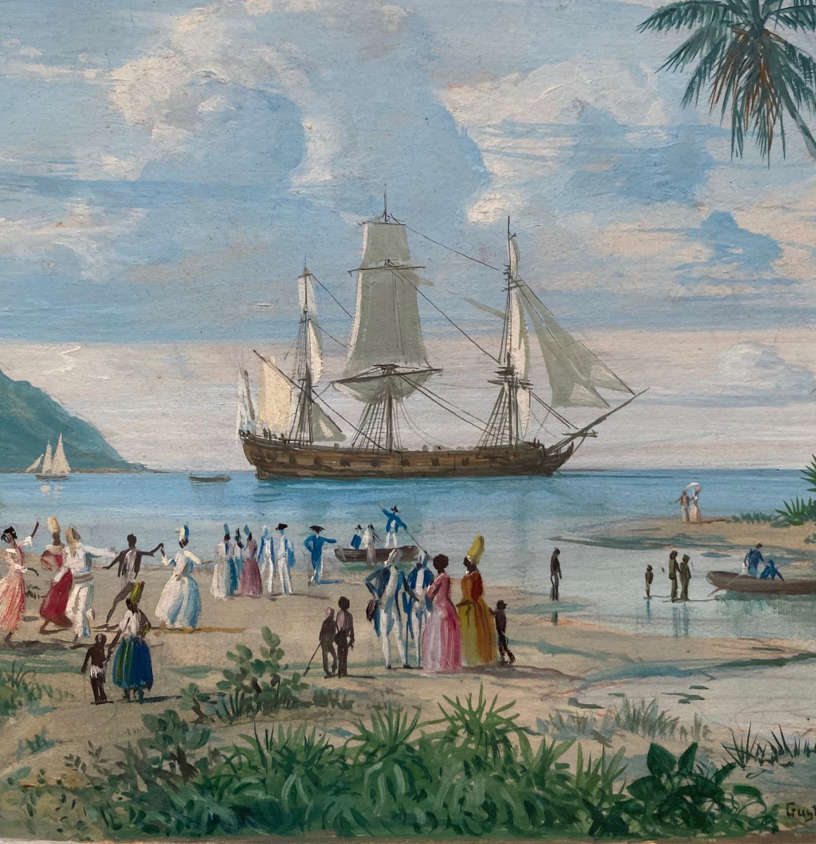 Gustave Alaux (1887-1965) Painter Of The Navy - Martinique Animated Landscape-photo-4