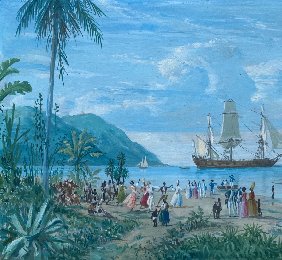 Gustave Alaux (1887-1965) Painter Of The Navy - Martinique Animated Landscape-photo-1