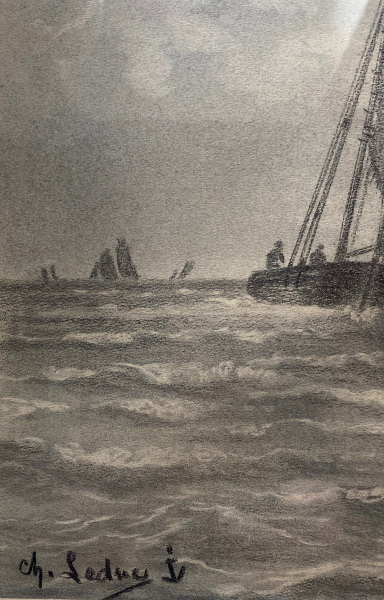 Charles Leduc (1831-1911) Naval Painter - Return To Port-photo-3
