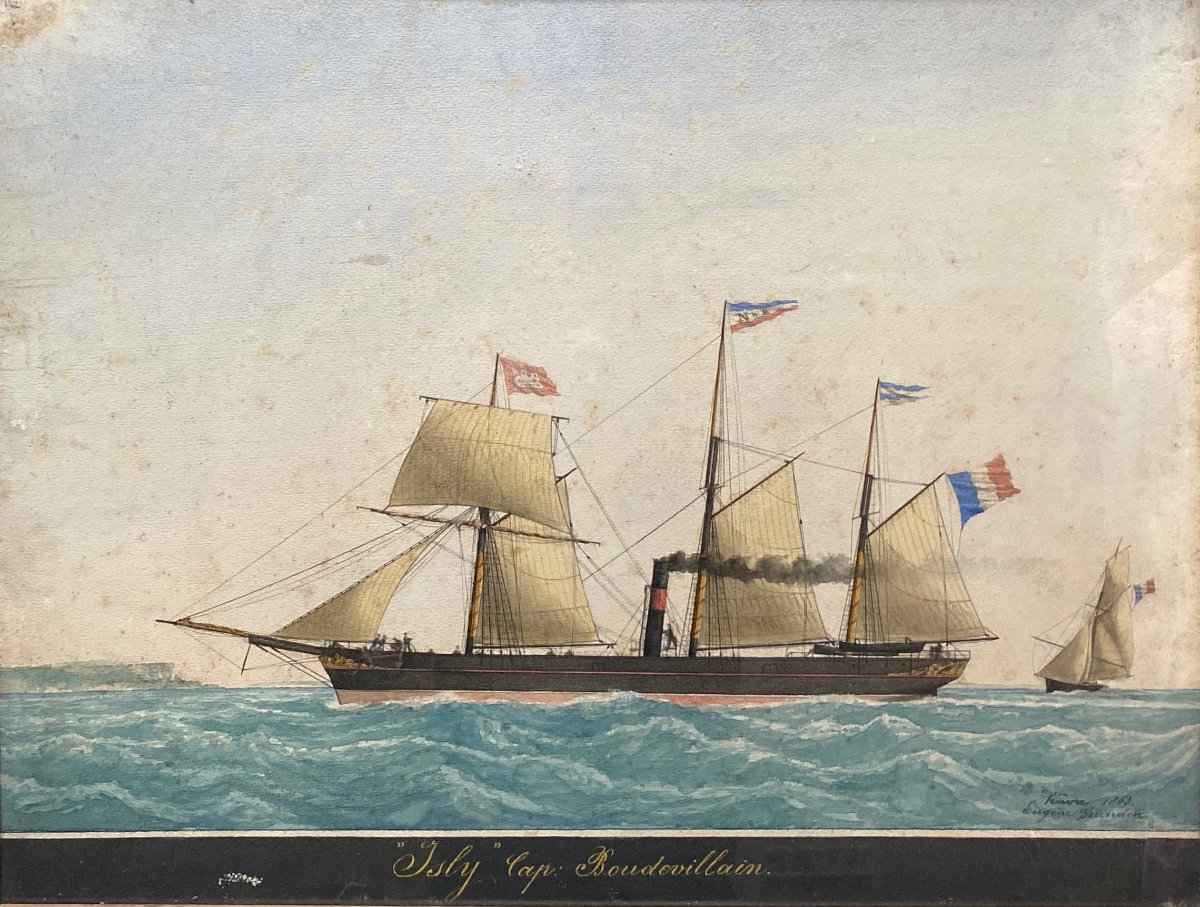 Eugène Grandin ( 1833-1919) The Mixed Steamer Isly Returning To The Port Of Le Havre 1863-photo-2