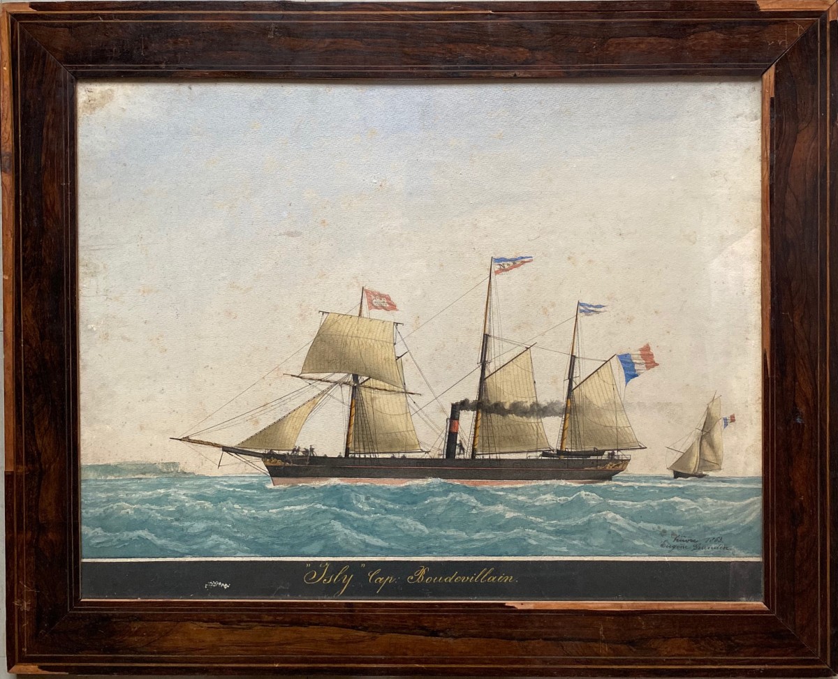 Eugène Grandin ( 1833-1919) The Mixed Steamer Isly Returning To The Port Of Le Havre 1863