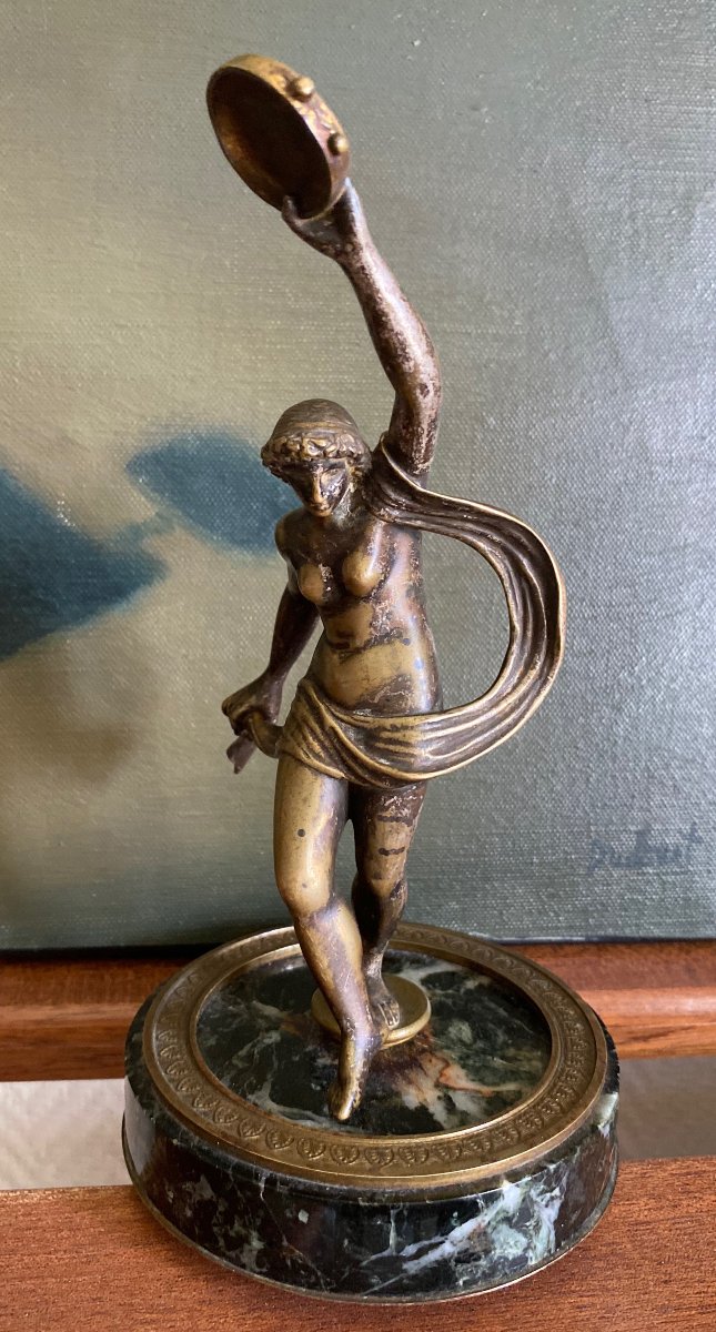 Femme au tambourin bronze XIXème-photo-2