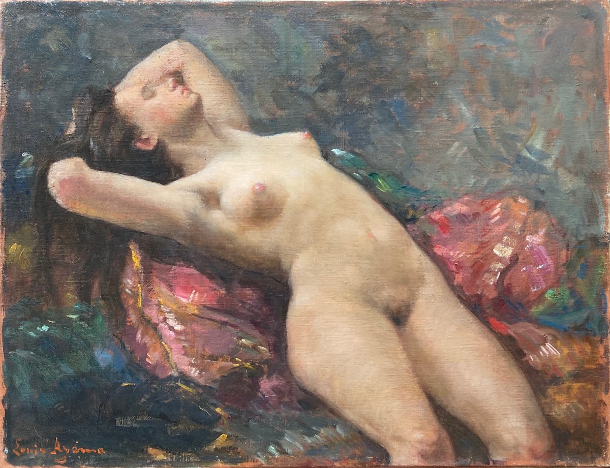 Louis Azéma (1876–1963) Reclining Nude Young Woman 
