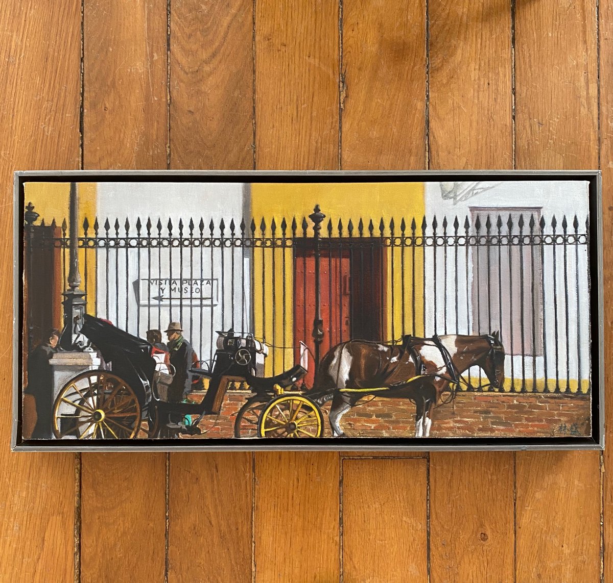 Lin Sheng (1944) Horse-drawn Carriage In Front Of A Museum Hyperrealism -photo-2
