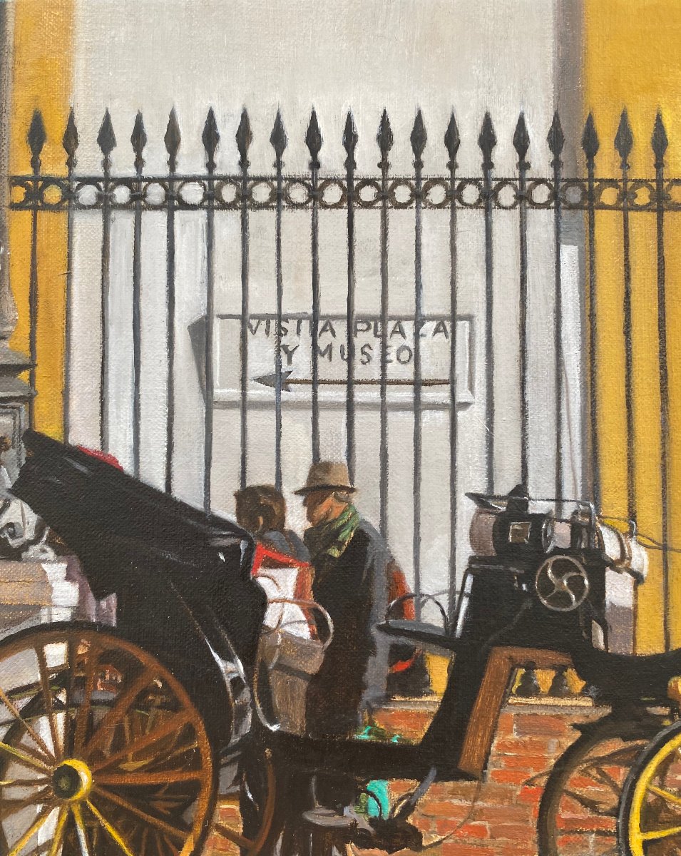 Lin Sheng (1944) Horse-drawn Carriage In Front Of A Museum Hyperrealism -photo-4