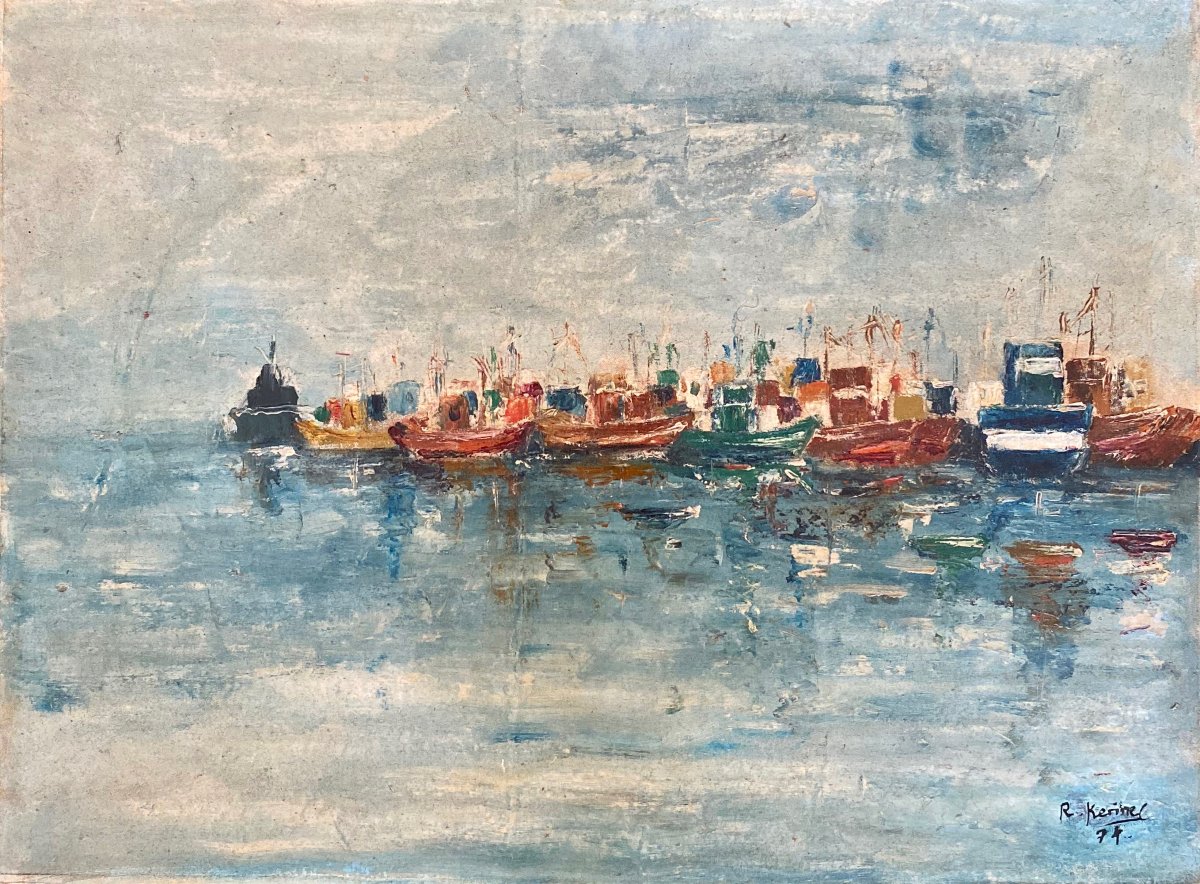 Roger KERINEC (1917-2001) Le port du Guilvinec Finistère Bretagne 1978