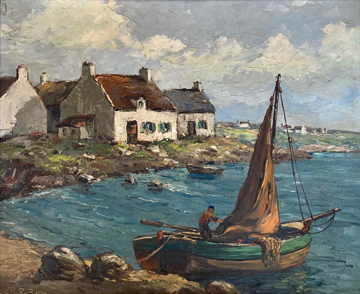 François Carbu 1896–1961 Returning From A Fishing Trip In Audierne, Brittany