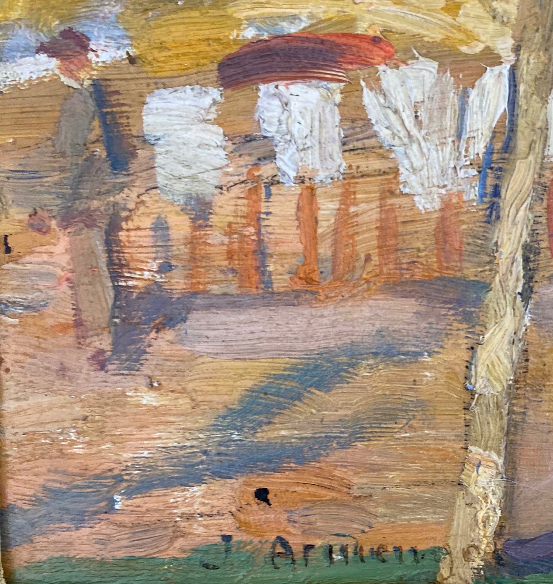 José Gausachs Armengol (1889–1959) Scene Of A Bustling Village, Dated 32, Spain-photo-2