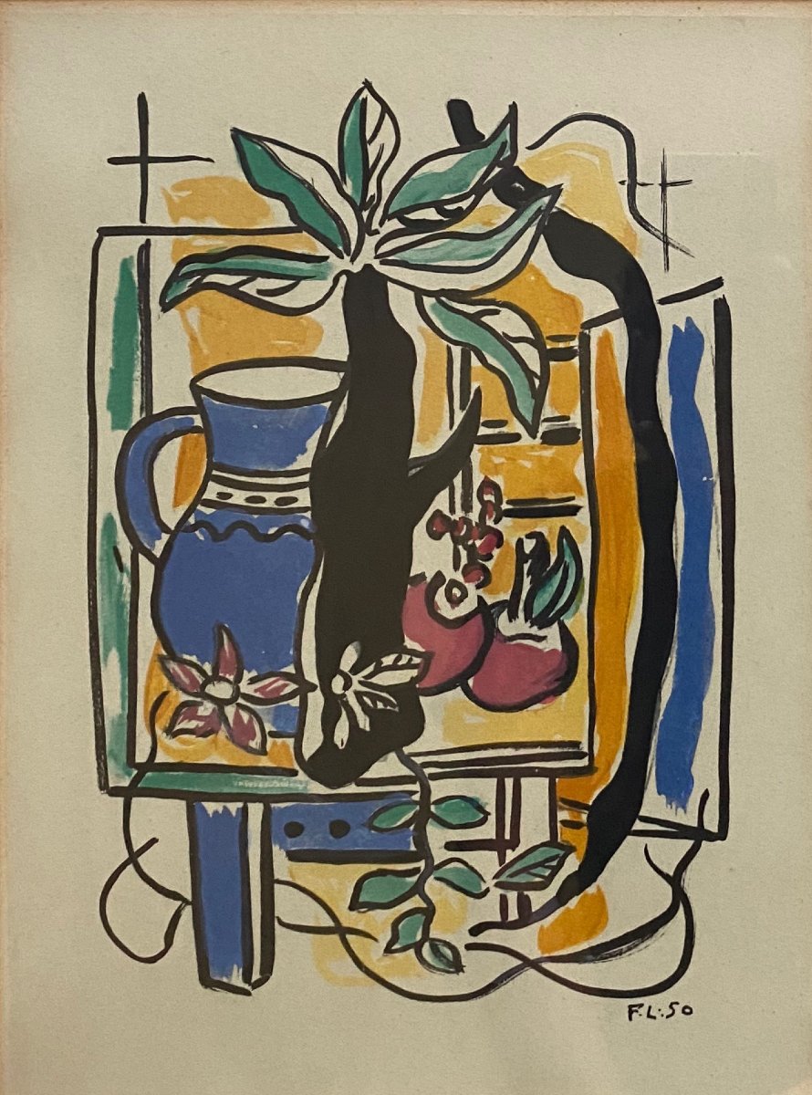 Fernand LÉGER (1881-1955) Nature morte au pichet bleu 1950