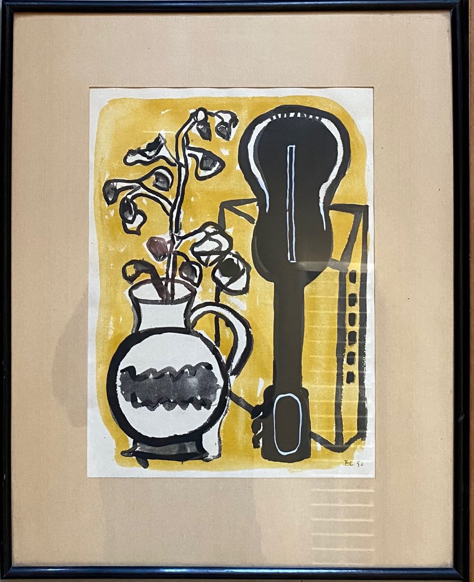Fernand LÉGER (1881-1955) Nature morte à la mandoline 1950-photo-2