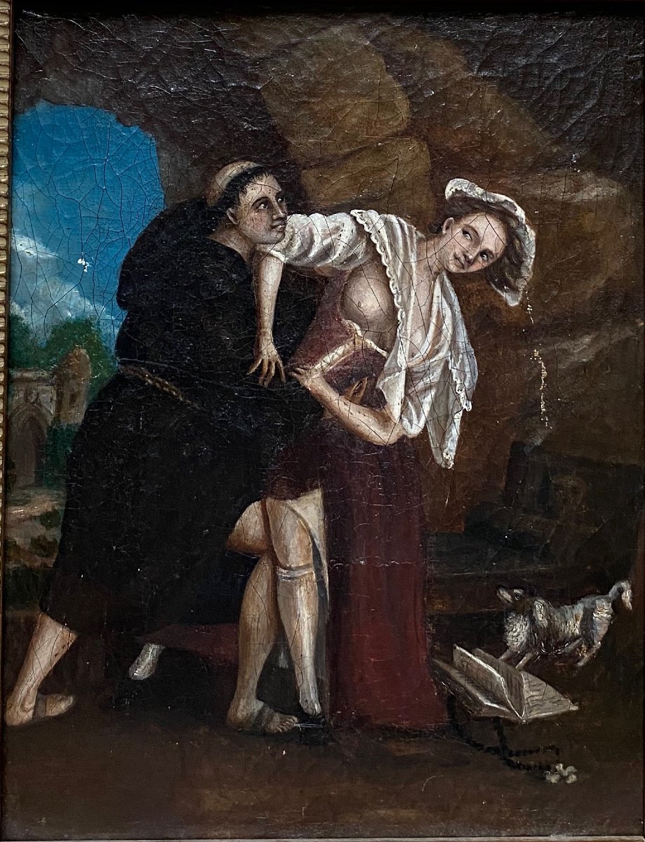 18th-century School: Monk And Young Woman—erotica