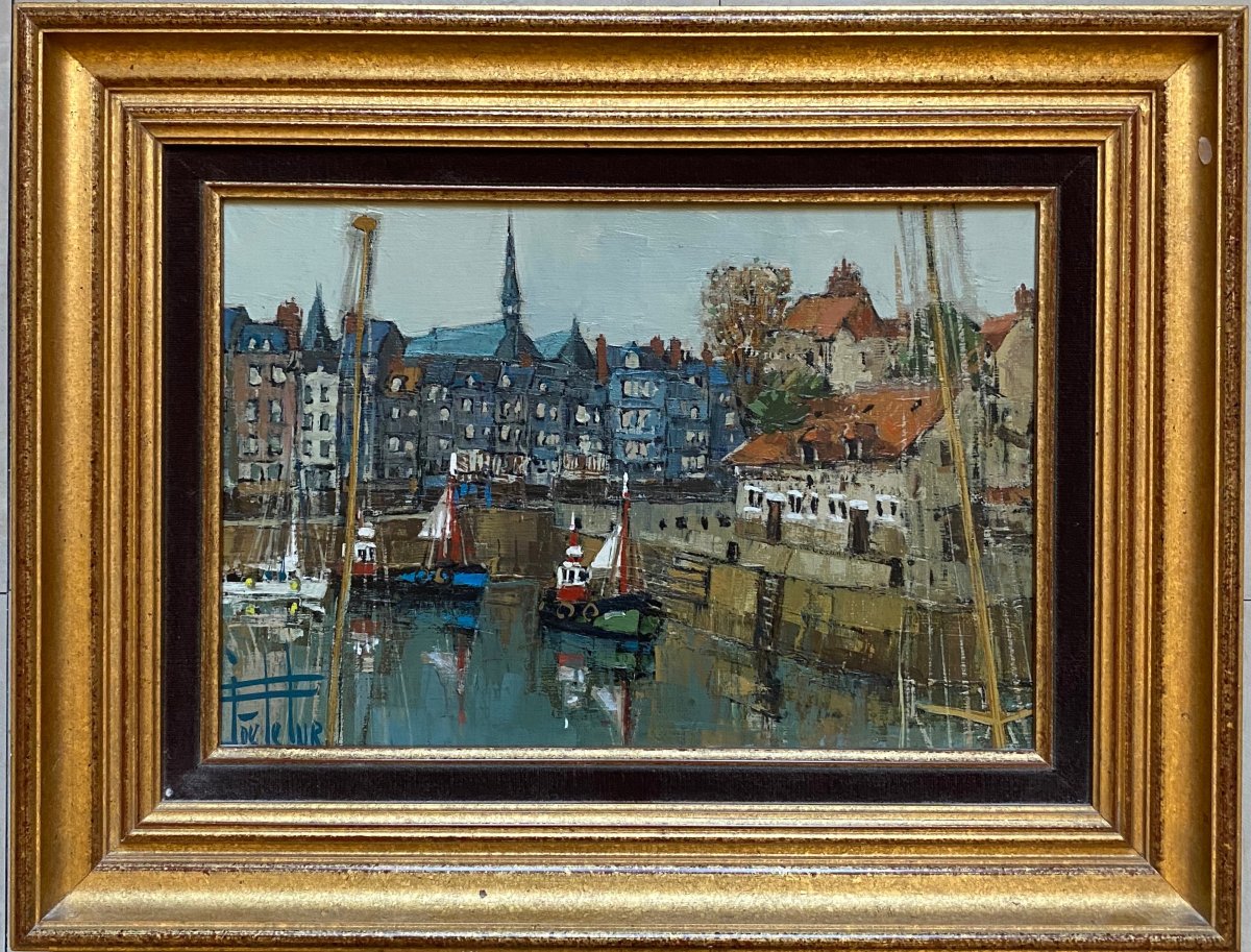 Joë LE FUR (1920-2001) Honfleur le port-photo-3