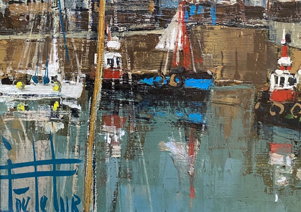 Joë LE FUR (1920-2001) Honfleur le port-photo-2