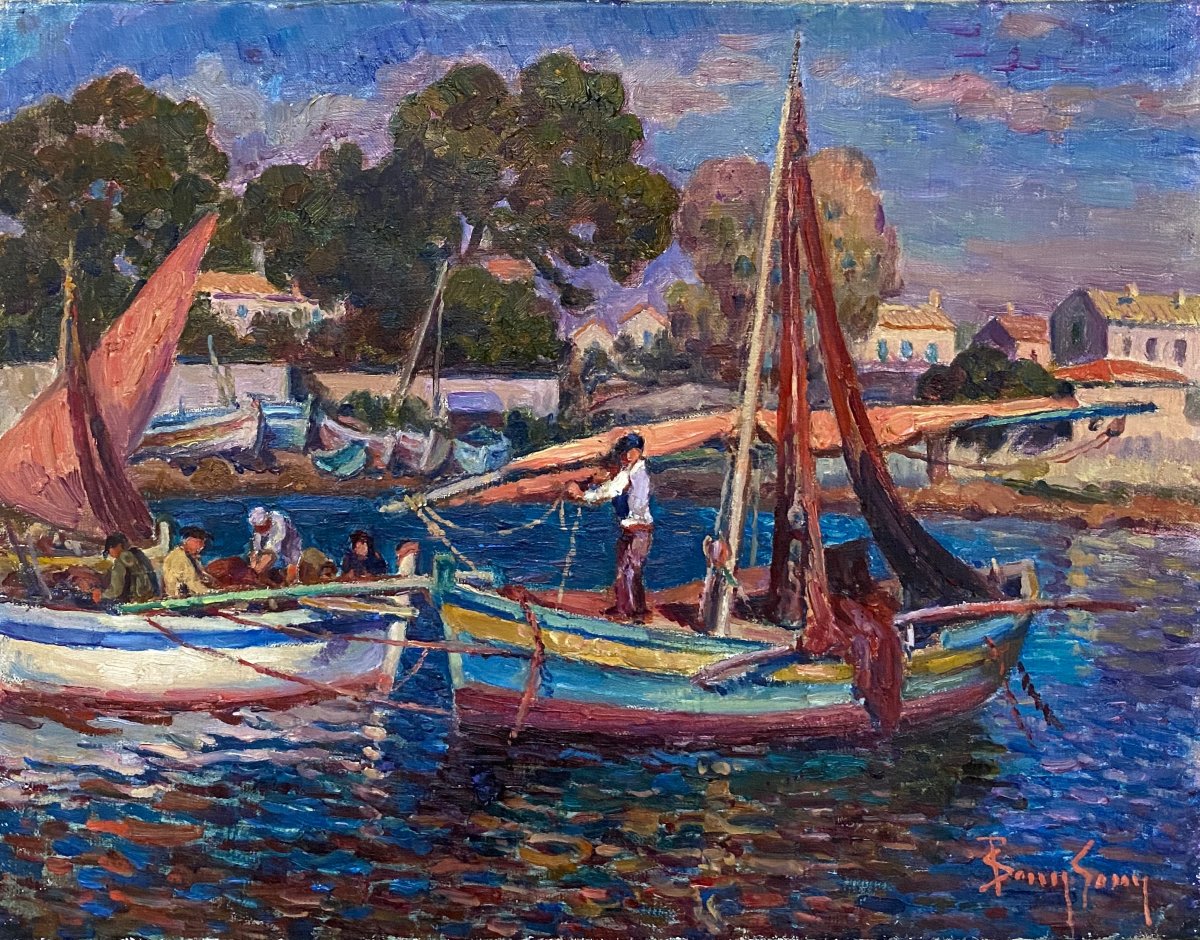 Signé à identifier paysage méditerranéen marine