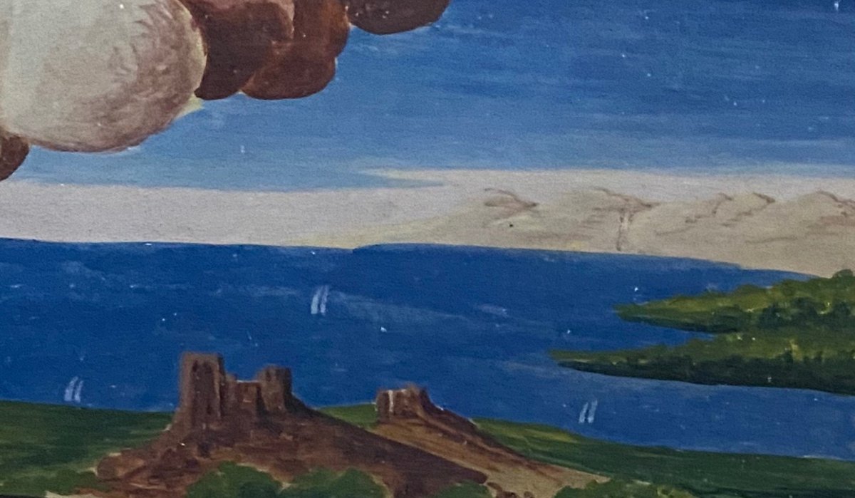 Aquarelle XIXème le char d'Appolon guidé par l'Aurore Guido Reni Cadre à palmettes Directoire-photo-4