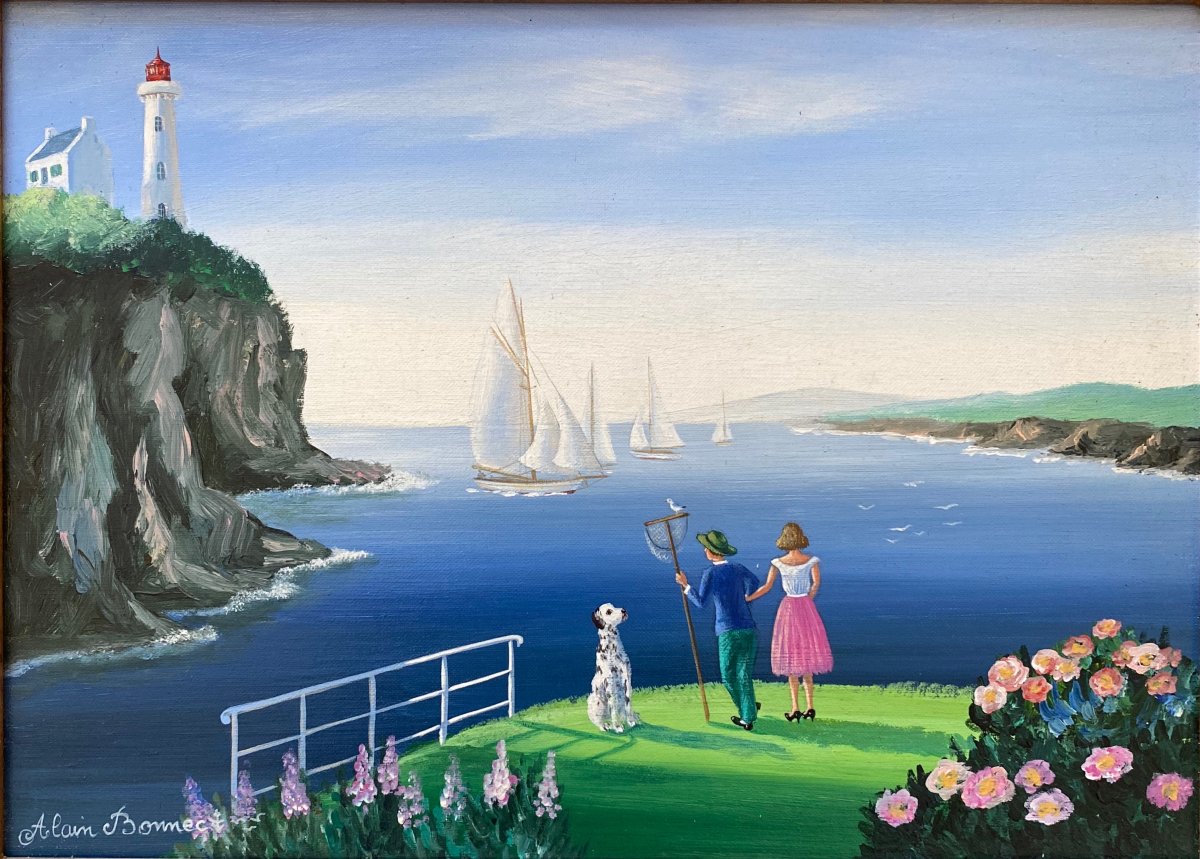 Alain BONNEC (1952) La régate Art Naïf