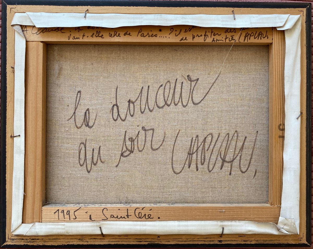 Gérard LAPLAU (1938-2009) Saint-Céré La douceur du soir Envoi de l'artiste Art Naïf-photo-2