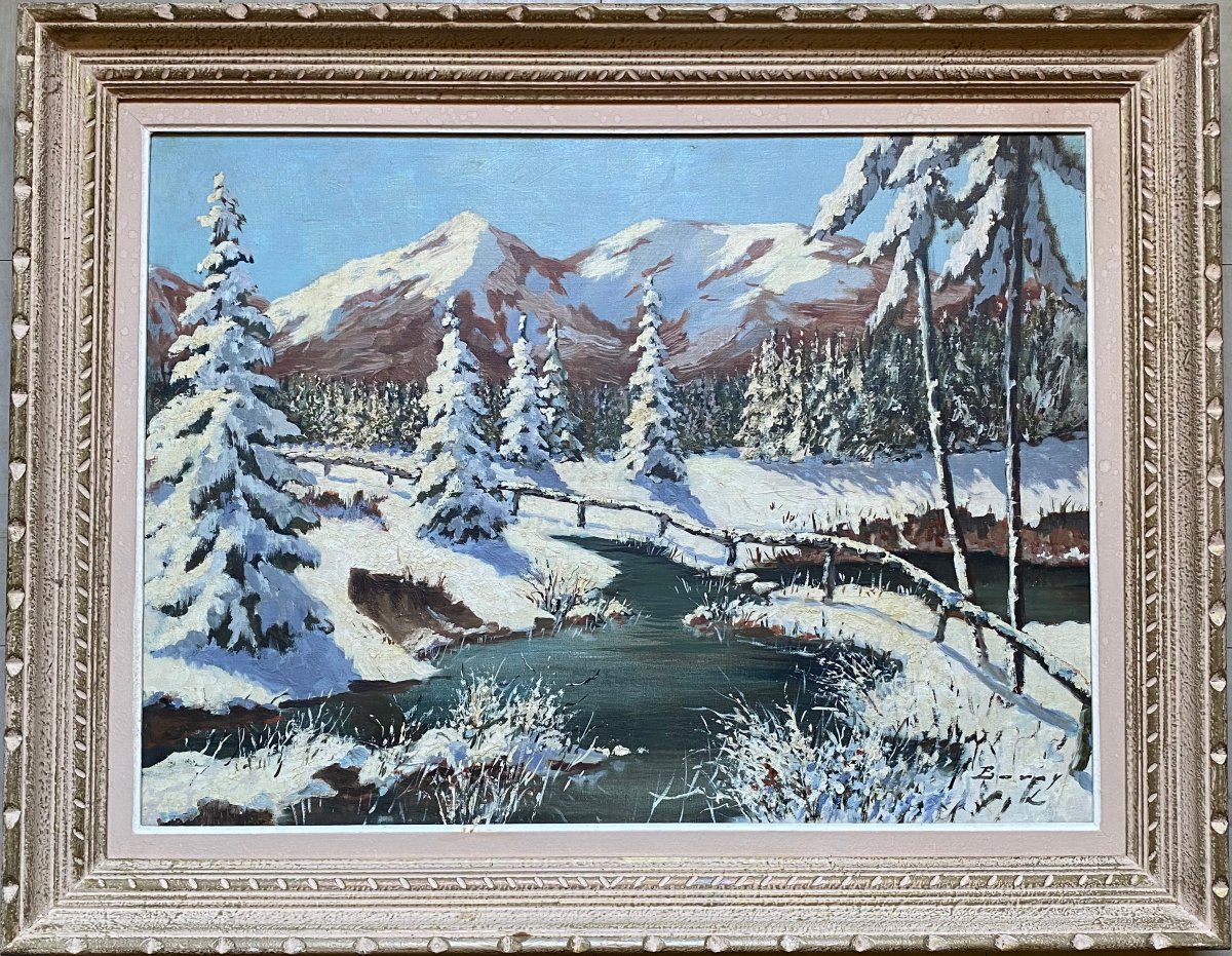 Lajos BORAY (1893-1980) Hongrie Paysage enneigé -photo-2