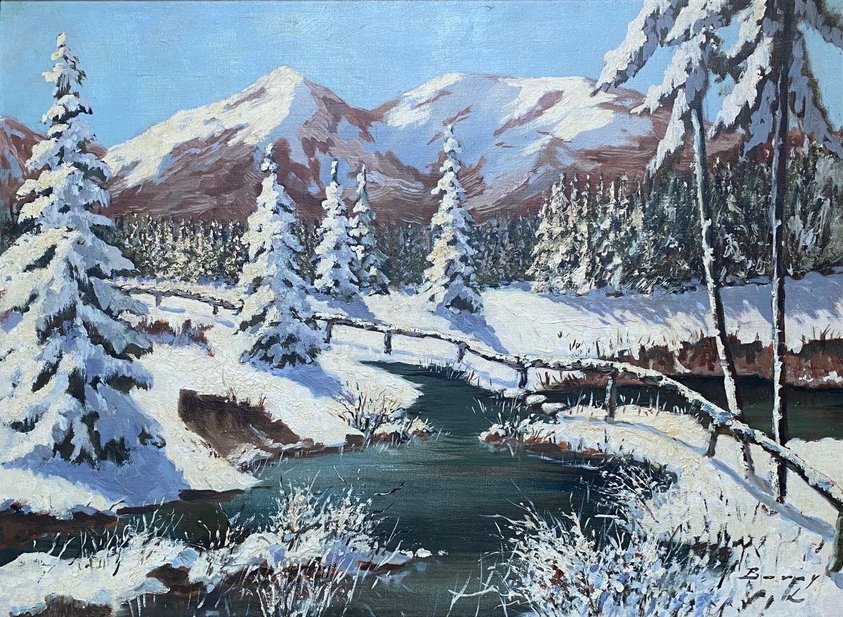 Lajos BORAY (1893-1980) Hongrie Paysage enneigé 