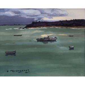 Émile MANGENOT (1910-1991) Paysage Breton Marine