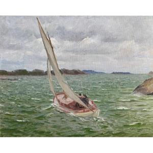 Torsten LÖWGREN (1903-1991) Suède Sweden archipel voilier 1930