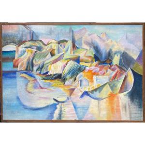 Sine MACKINNON (1901-1996) Cubisme - Falaises sur la mer - Circa 1920 - Irlande