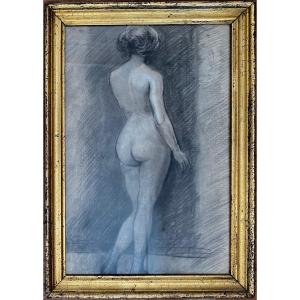 Nu féminin anonyme fusain
