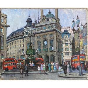 Jeanne-marie Barbey (1882-1960) Street In London Piccadilly Circus 1/2