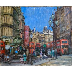 Jeanne-marie Barbey (1882-1960) Street In London Piccadilly Circus 2/2