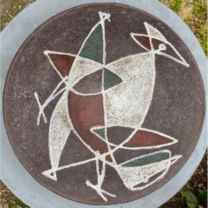 Grande coupe aux poissons des potiers d'Accolay vers 1950