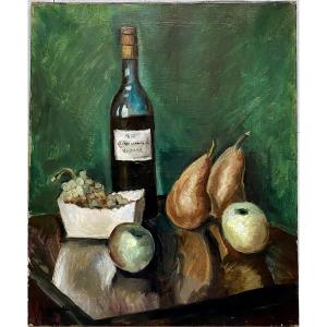 ARIS METZANOFF ECOLE DE PARIS ART DECO NATURE MORTE AU COGNAC 1860