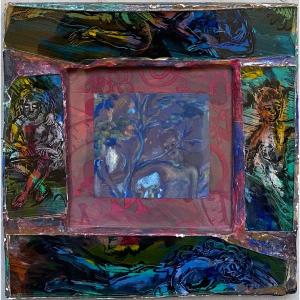 Marie DUCATE (1954) Sculpture fixé sous verre technique mixte 1992