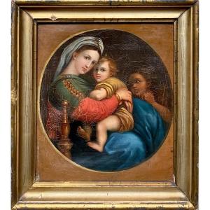La vierge à l'enfant d'après Raphaël XIXème