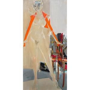 Pierre Emile Gabriel LELONG (1908-1984) Nu au chandail rouge