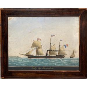 Eugène GRANDIN ( 1833-1919) Le vapeur mixte l'Isly rentrant au port du Havre 1863
