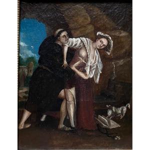 18th-century School: Monk And Young Woman—erotica