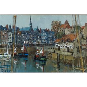 Joë LE FUR (1920-2001) Honfleur le port