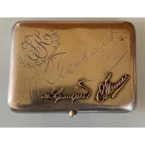 Cigarette Case With Russian System, Silver 84 And Gold—126 G, Hallmarks To Be Identified