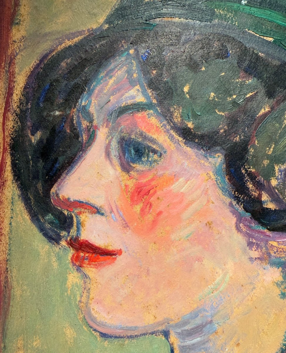 "portrait Of A Woman" By Charles Bichet (1863-1929) Dated On The Back 1913-photo-3